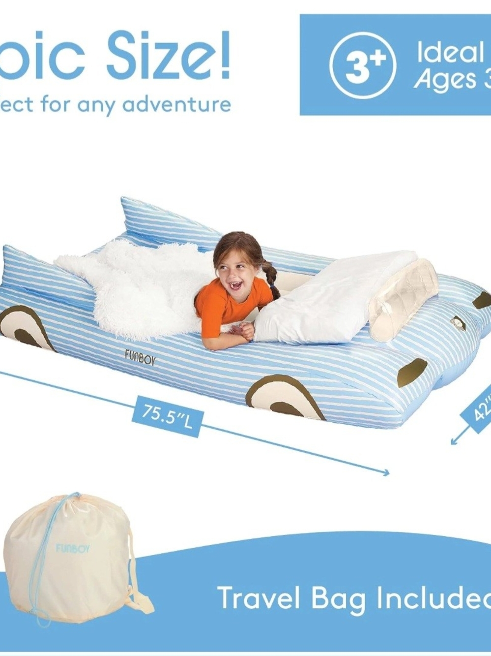 Blue Stripe Kids Inflatable Lounger